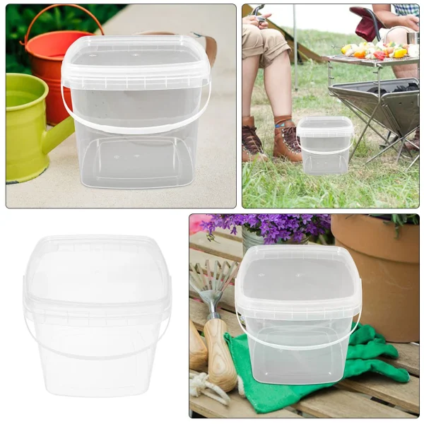 Plastic Bucket Compact Lightweight Farm Bucket Portable Water Bucket Storage Bucket Sturdy Transparent Reusable Food Bucket 4