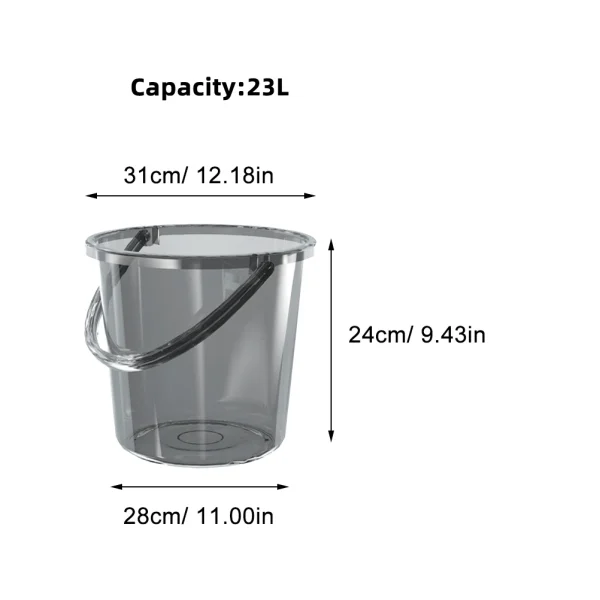 Large Capacity Water Bucket 23L Transparent Lid Handle Heavy Duty Plastic Bath Kitchen Dorm Portable Storage Home Use 3