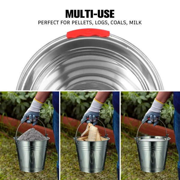 1pc Stainless Steel Bucket 24CM Thickened Heavy Duty Pail Lid Water Ice Pasture Milking Practical Home Farm Dairy Bucket 3