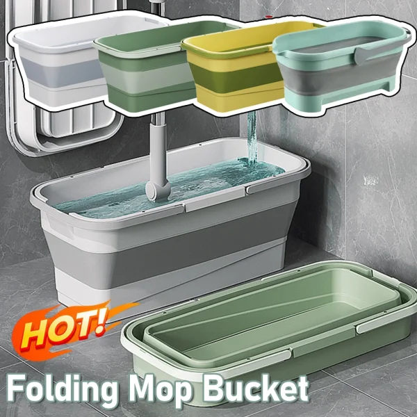 Foldable Mop Bucket Laundry Barrel Rectangular Large Washing Basin Space-Saving Reusable Household Cleaning Bathroom Accessory 2