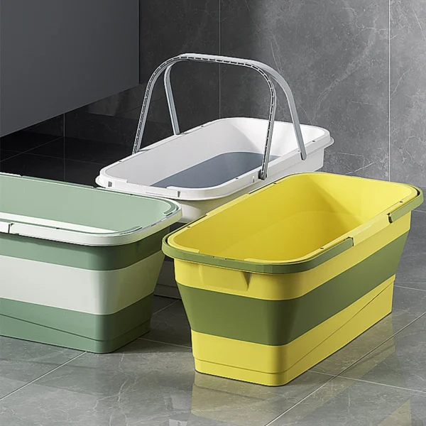 Foldable Mop Bucket Laundry Barrel Rectangular Large Washing Basin Space-Saving Reusable Household Cleaning Bathroom Accessory 3