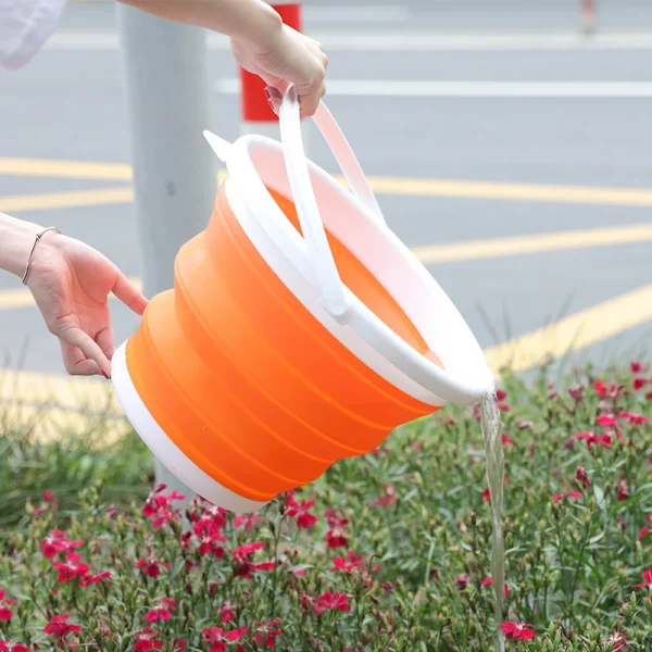 10L/5L/3 Collapsible Bucket Portable Folding Bucket Lid Silicone Car Washing Bucket Children Outdoor Fishing Travel Home Storage 2