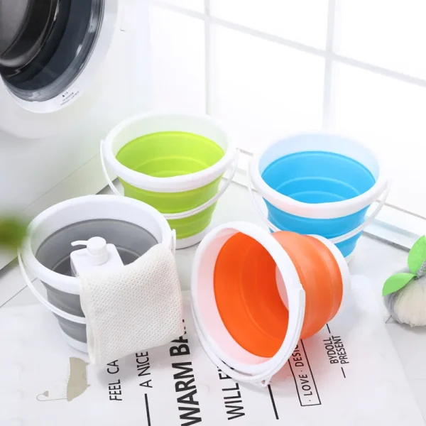 10L/5L/3 Collapsible Bucket Portable Folding Bucket Lid Silicone Car Washing Bucket Children Outdoor Fishing Travel Home Storage 3