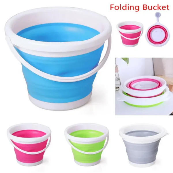 10L/5L/3 Collapsible Bucket Portable Folding Bucket Lid Silicone Car Washing Bucket Children Outdoor Fishing Travel Home Storage 4