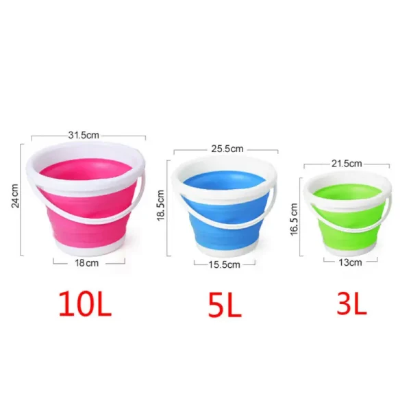 10L/5L/3 Collapsible Bucket Portable Folding Bucket Lid Silicone Car Washing Bucket Children Outdoor Fishing Travel Home Storage 5