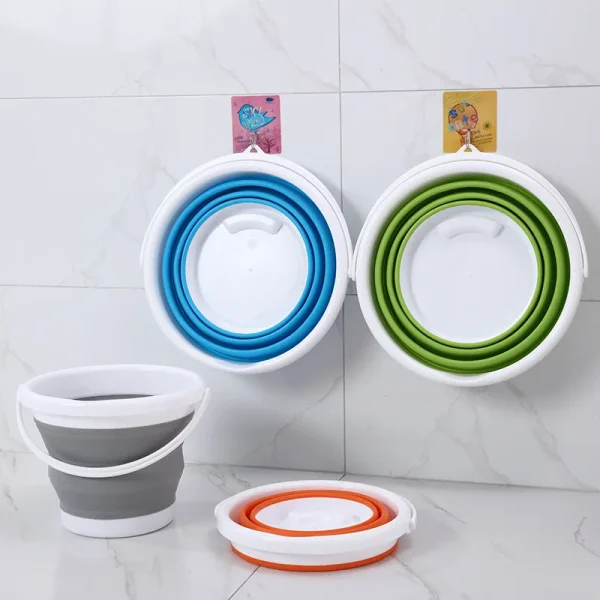 10L/5L/3 Collapsible Bucket Portable Folding Bucket Lid Silicone Car Washing Bucket Children Outdoor Fishing Travel Home Storage 6