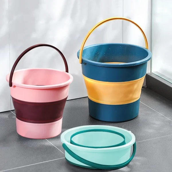 Portable Foldable Bucket Basin 5/10/17L Silicone Bucket Camping Laundry Basket Car Wash Fishing Bathroom Tool Household Supplies 2
