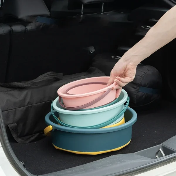 Portable Foldable Bucket Basin 5/10/17L Silicone Bucket Camping Laundry Basket Car Wash Fishing Bathroom Tool Household Supplies 4