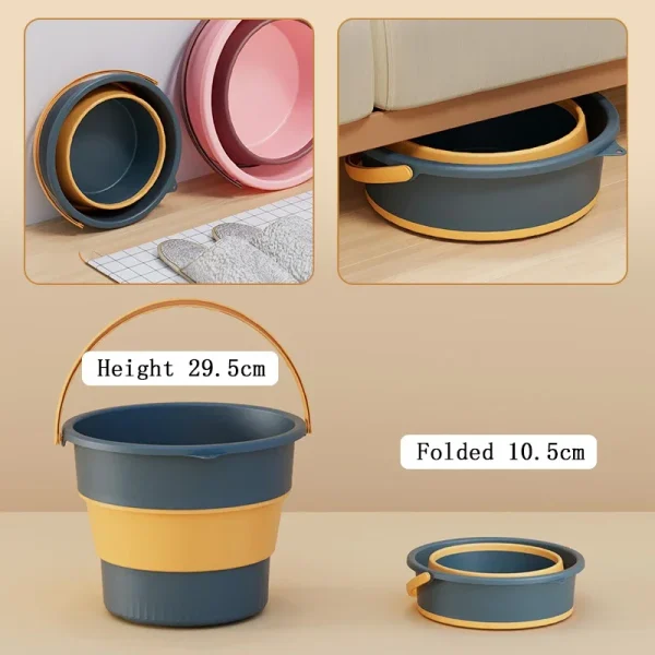 Portable Foldable Bucket Basin 5/10/17L Silicone Bucket Camping Laundry Basket Car Wash Fishing Bathroom Tool Household Supplies 5