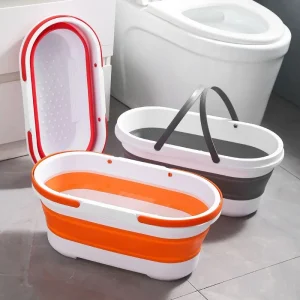 Collapsible Portable Wash Basin Dishpan With Handle Foldable Mop Bucket Fishing Pail Tools Large Capacity Barrel Space-Saving 1