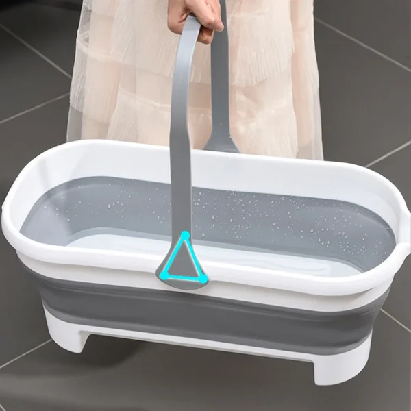 Collapsible Portable Wash Basin Dishpan With Handle Foldable Mop Bucket Fishing Pail Tools Large Capacity Barrel Space-Saving 6