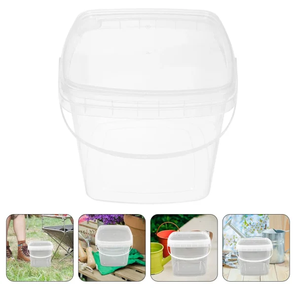 Plastic Bucket Lightweight Portable Transparent Sturdy Water Container Camping Farm Household Storage Empty Bucket Small Bucket 6