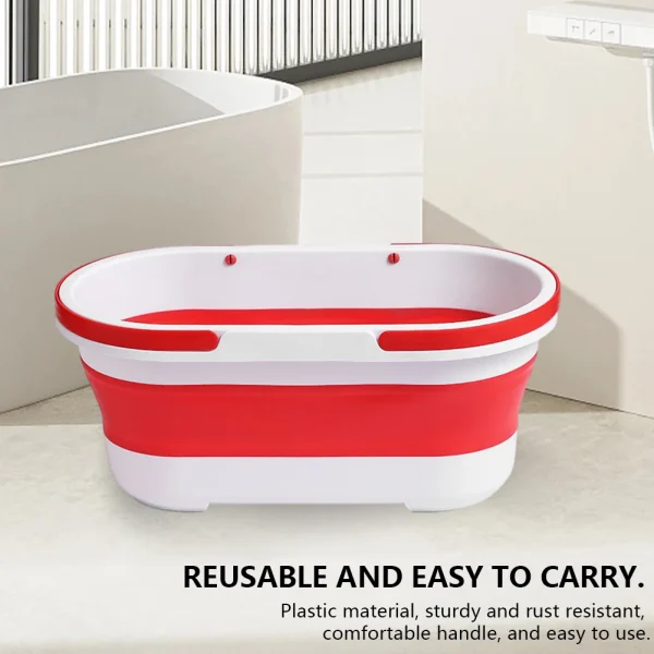 Collapsible Portable Wash Basin Dishpan With Handle Foldable Mop Bucket Fishing Pail Tools Large Capacity Barrel Space-Saving 2
