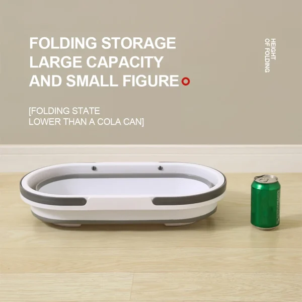 Collapsible Portable Wash Basin Dishpan With Handle Foldable Mop Bucket Fishing Pail Tools Large Capacity Barrel Space-Saving 3