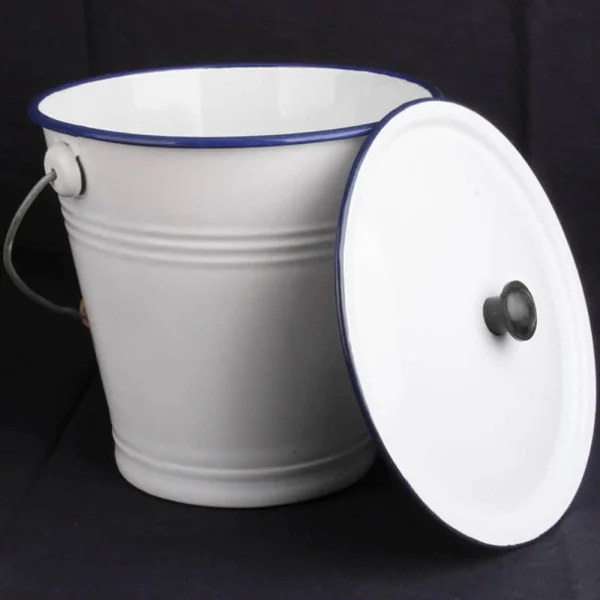 9L Enamel Milk Bucket Ice Bucket with Lid and Handle Rice Container Liquid Container Storage Can for Farm Garden Yard 3