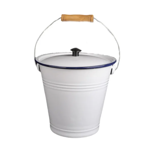 9L Enamel Milk Bucket Ice Bucket with Lid and Handle Rice Container Liquid Container Storage Can for Farm Garden Yard 5