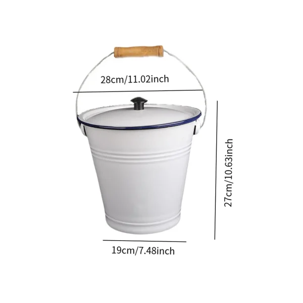 9L Enamel Milk Bucket Ice Bucket with Lid and Handle Rice Container Liquid Container Storage Can for Farm Garden Yard 6