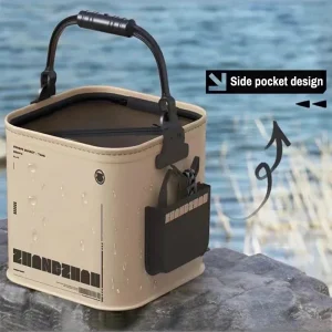 1-2PCS 8/13L Multi-Purpose Collapsible Fishing Bucke Water Pail  Durable Portable Handheld Bucket With Lid for Outdoor Camping 1