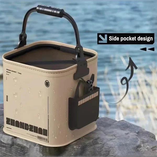 1-2PCS 8/13L Multi-Purpose Collapsible Fishing Bucke Water Pail  Durable Portable Handheld Bucket With Lid for Outdoor Camping 1