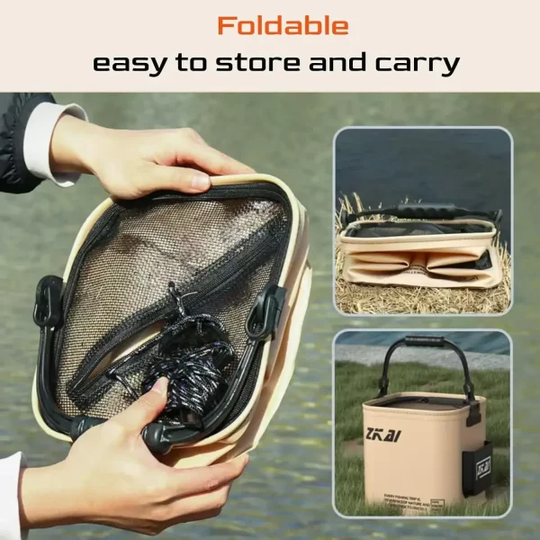 1-2PCS 8/13L Multi-Purpose Collapsible Fishing Bucke Water Pail  Durable Portable Handheld Bucket With Lid for Outdoor Camping 3
