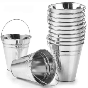 10 Pack Large Galvanized Metal Buckets with Handle  12.8*11.5CM- Unique Goody Baskets, Gr 1