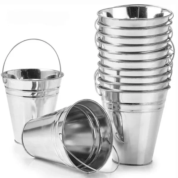 10 Pack Large Galvanized Metal Buckets with Handle  12.8*11.5CM- Unique Goody Baskets, Gr 1