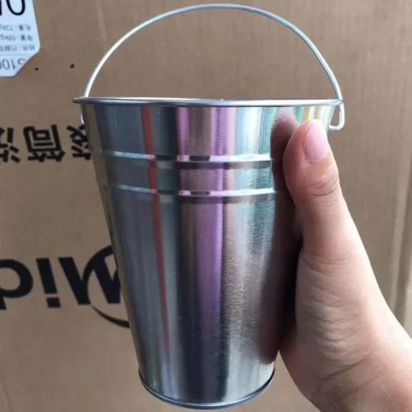 10 Pack Large Galvanized Metal Buckets with Handle  12.8*11.5CM- Unique Goody Baskets, Gr 3