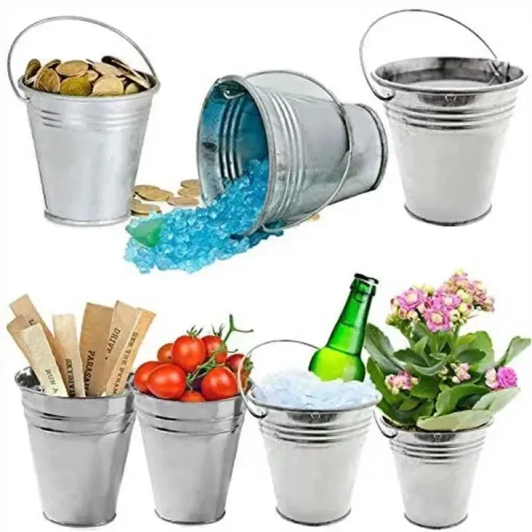 10 Pack Large Galvanized Metal Buckets with Handle  12.8*11.5CM- Unique Goody Baskets, Gr 6