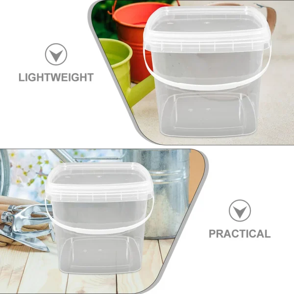 Square Bucket Travel Food Containers with Lids Water Bottle Plastic Jug Holder Empty 4