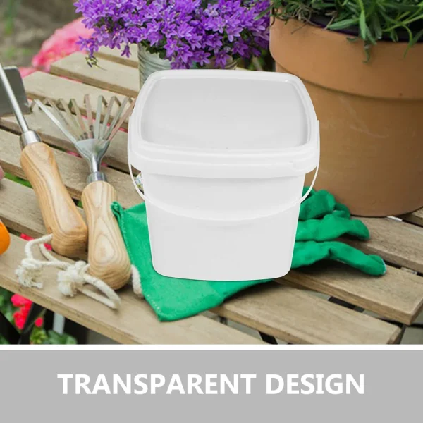 Square Bucket Travel Food Containers with Lids Water Bottle Plastic Jug Holder Empty 6