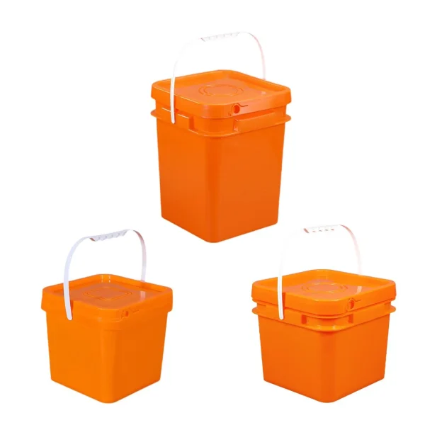 Square Bucket All Purpose Pail Large Capacity Food Storage Container with Handle and Lid for Home Improvement Outdoor Picnics 2