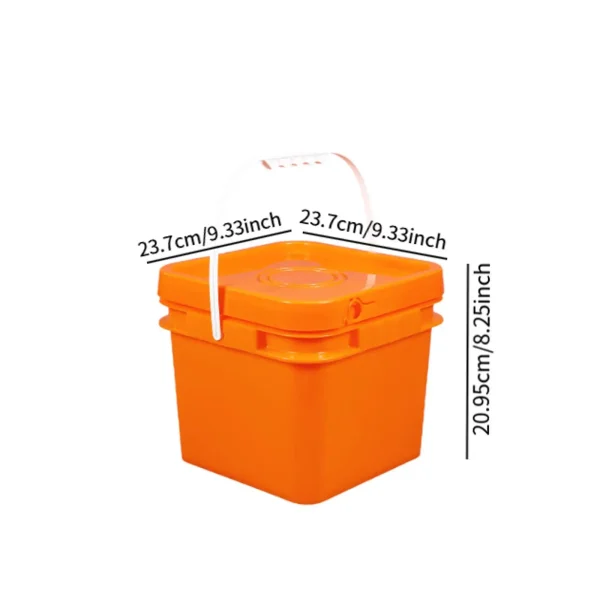 Square Bucket All Purpose Pail Large Capacity Food Storage Container with Handle and Lid for Home Improvement Outdoor Picnics 6