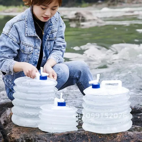 Portable Self-Driving Tour Plastic Bucket Folding Water Storage Tank for Home Car Travel Transparent with Multiple Sizes 2