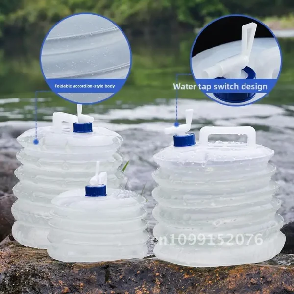 Portable Self-Driving Tour Plastic Bucket Folding Water Storage Tank for Home Car Travel Transparent with Multiple Sizes 3