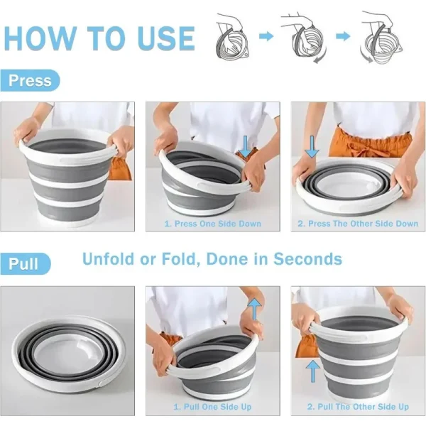 1pc, Multipurpose Folding Bucket with Handle, Suitbale for Home, Car Cleaning,Fishing, Camping, Travel, Space-saving Wash Bucket 6