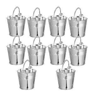 10pcs Simulated Plastic Water Buckets Silver Small Bucket With Handle Easy Clean Kids Toy Realistic Lightweight For Play 1
