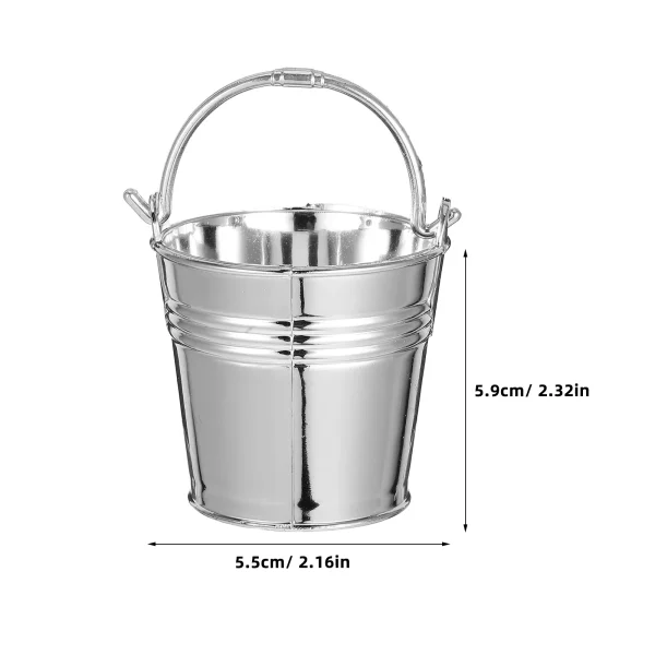 10pcs Simulated Plastic Water Buckets Silver Small Bucket With Handle Easy Clean Kids Toy Realistic Lightweight For Play 6