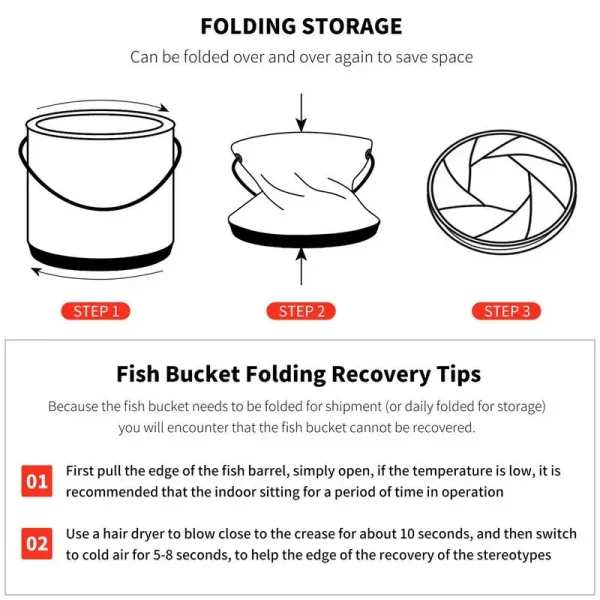 Portable Fishing Bucket 4.5L Folding Camp Wash Basin Multifunctional Water Containers Folding Camp Wash Basin Portable Beach 4