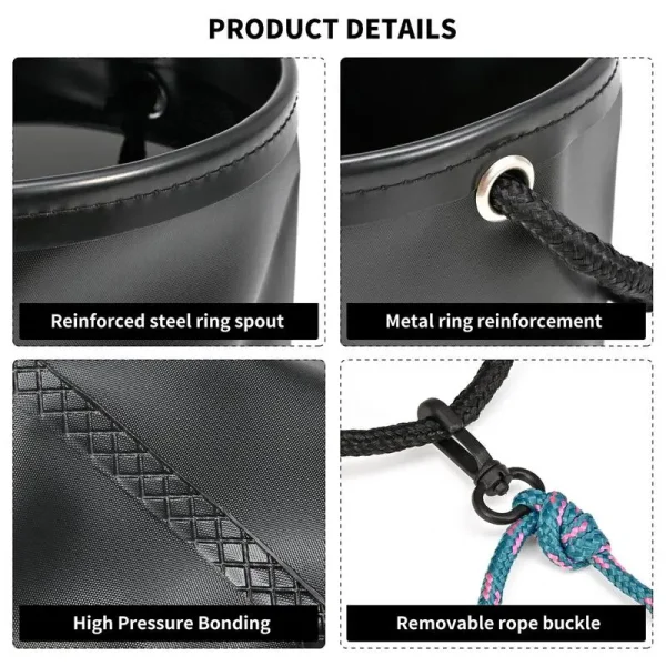 Portable Fishing Bucket 4.5L Folding Camp Wash Basin Multifunctional Water Containers Folding Camp Wash Basin Portable Beach 5
