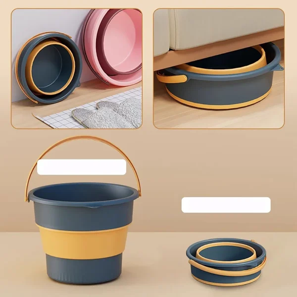 Portable Folding Washing Bucket Home Car Use Plastic Outdoor Fishing Thickened Folding Bucket 4