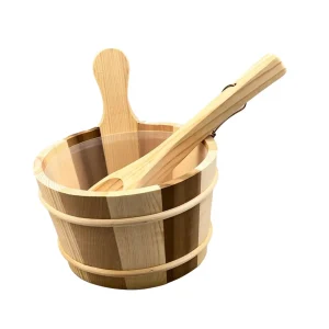 Wood Sauna Bucket And Ladle Shower Bucket Wear Resistant Portable Premium Sauna 1