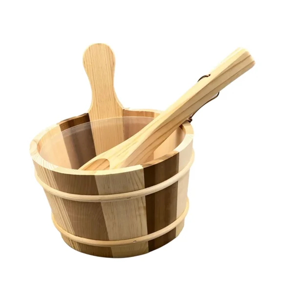 Wood Sauna Bucket And Ladle Shower Bucket Wear Resistant Portable Premium Sauna 1