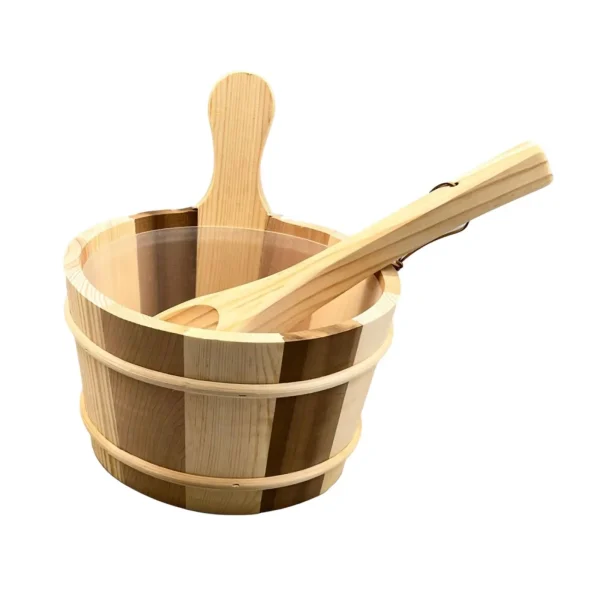 Wood Sauna Bucket And Ladle Shower Bucket Wear Resistant Portable Premium Sauna 2