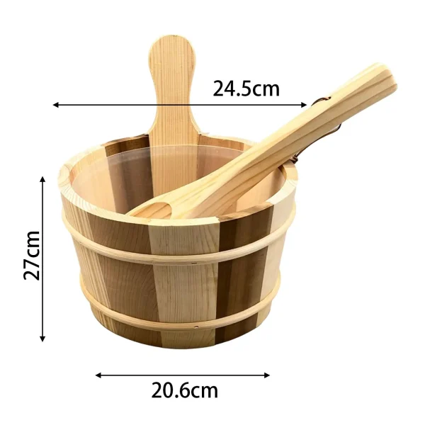 Wood Sauna Bucket And Ladle Shower Bucket Wear Resistant Portable Premium Sauna 6