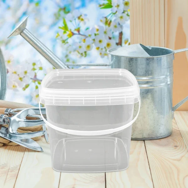 Square Plastic Bucket Clear Buckets Food Storage PP Grade Container Leakproof Large Capacity Hand Carry Picnic Camping 1