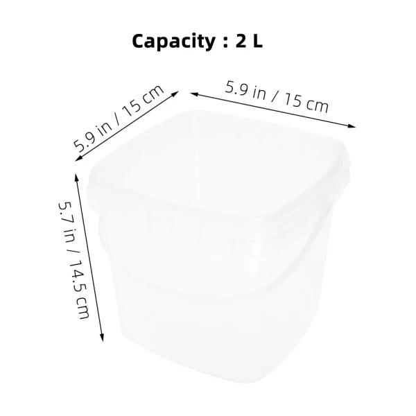 Square Plastic Bucket Clear Buckets Food Storage PP Grade Container Leakproof Large Capacity Hand Carry Picnic Camping 4
