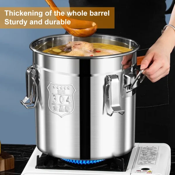 6/12/21/33L Stainless Steel Kitchen Canister with Seal Lid Food Oil Sugar Milk Storage Bucket for Home Kitchen Bar Restaurants 1