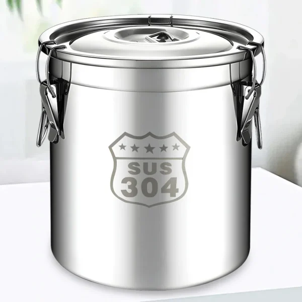 6/12/21/33L Stainless Steel Kitchen Canister with Seal Lid Food Oil Sugar Milk Storage Bucket for Home Kitchen Bar Restaurants 3