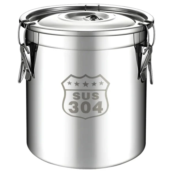 6/12/21/33L Stainless Steel Kitchen Canister with Seal Lid Food Oil Sugar Milk Storage Bucket for Home Kitchen Bar Restaurants 4