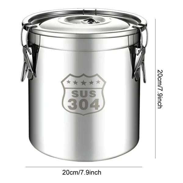 6/12/21/33L Stainless Steel Kitchen Canister with Seal Lid Food Oil Sugar Milk Storage Bucket for Home Kitchen Bar Restaurants 5
